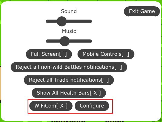 WiFiCom settings